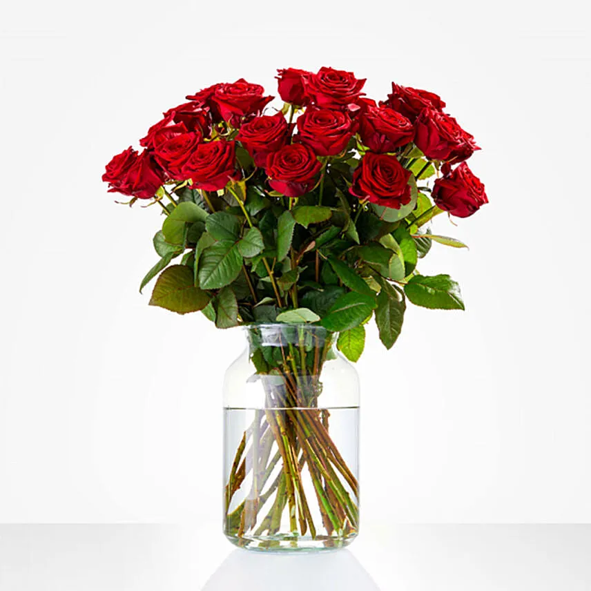 Romantic Red Rose Vase Arrangement