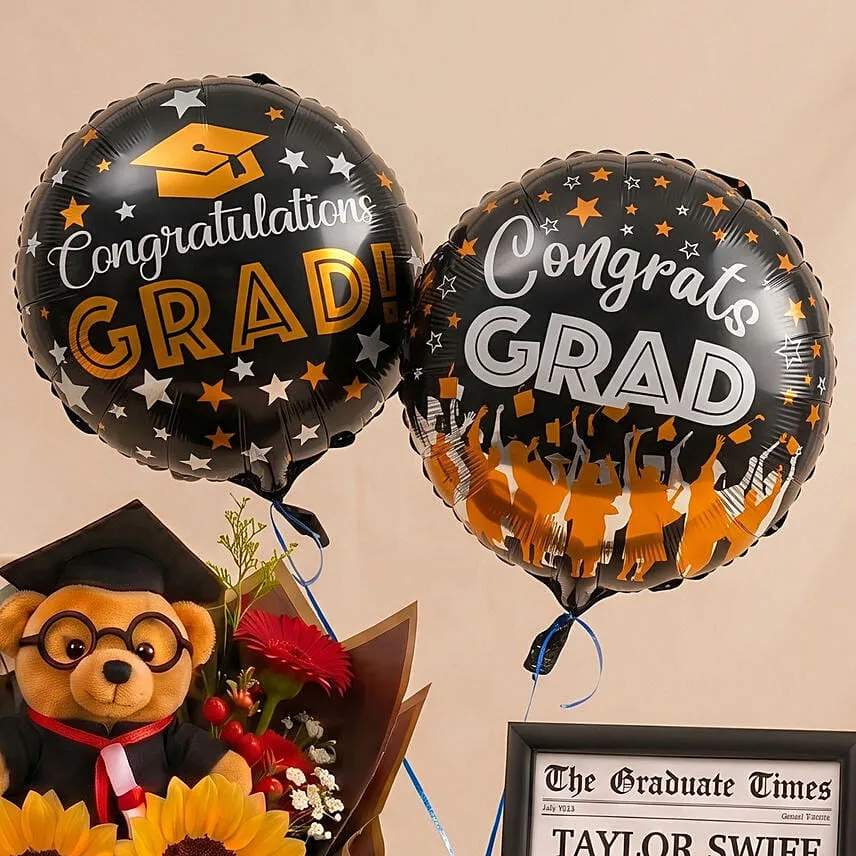 Graduation News Flash Photo Frame and Flowers