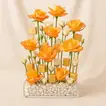 Elegant Arrangement: Orange Roses and Gold Chocolates in Glass Vase