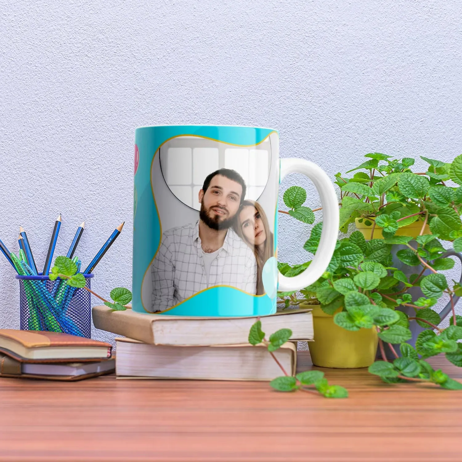 كوب عيد ميلاد شخصي من السيراميك مع صورة مخصصة
