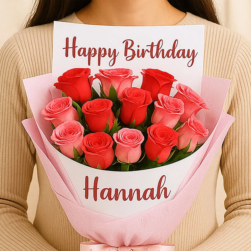 Joyful Personalised Rose Bouquet