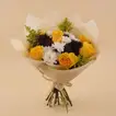 Golden Sunset with Yellow Roses and White Chrysanthemums - Bouquet