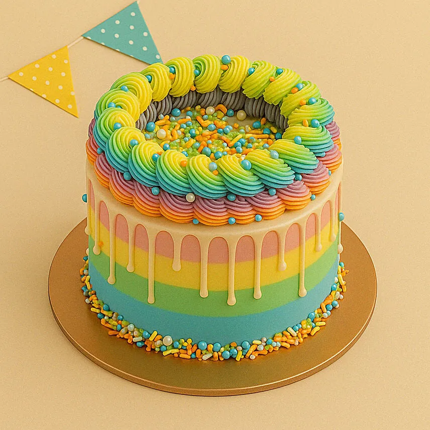 Exquisite Vanilla Rainbow Cake 8 Portion