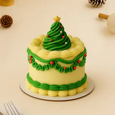 Festive Christmas Tree Buttercream Cake - Chocolate
