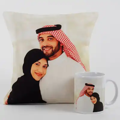 Charming Personalized Photo Cushion and Mug Set