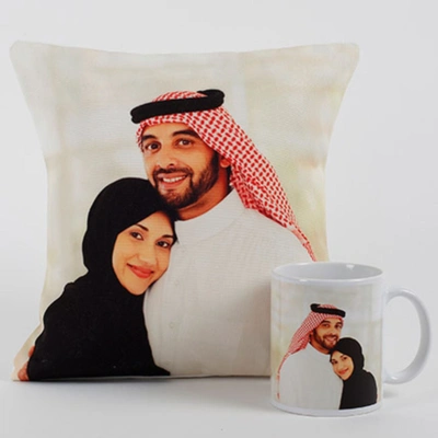 Charming Personalized Photo Cushion and Mug Set