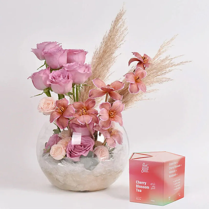 Tulips and Roses with Premium Tea
