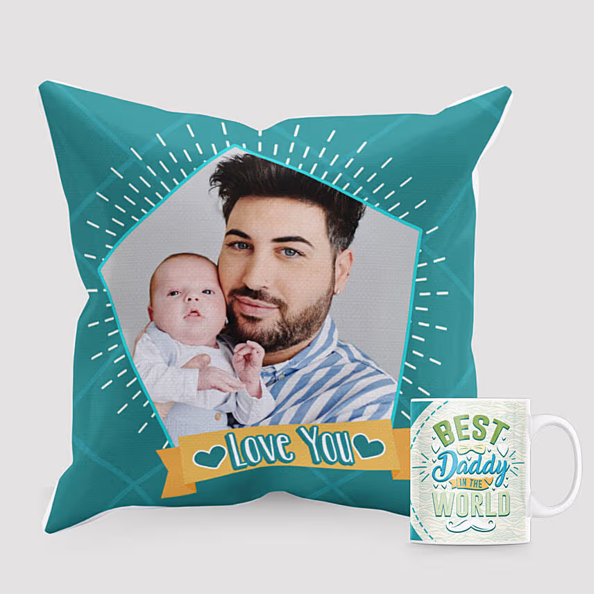 Personalised Fathers Day Cushion & Mug