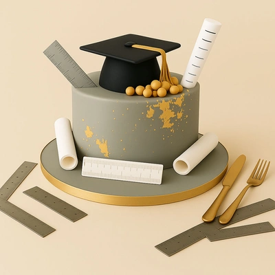 Delightful Graduation Cap Cake with 3D Design - 1.5 Kg - Chocolate