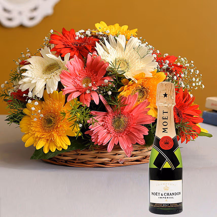 Petite Floral Brilliance with Moet Champagne 200ml