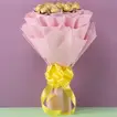 Exquisite Ferrero Rocher Chocolate Bouquet with Pink Wrap and Golden Ribbon