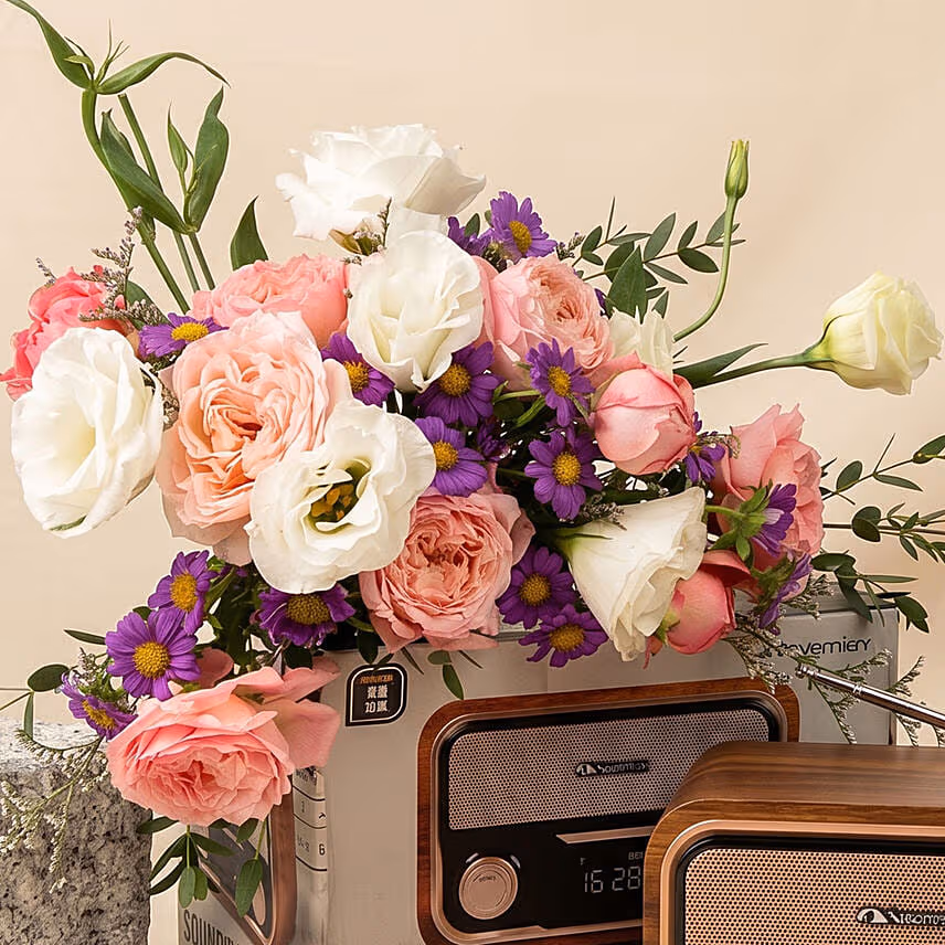 Nakamichi Retro Music Station with Flowers