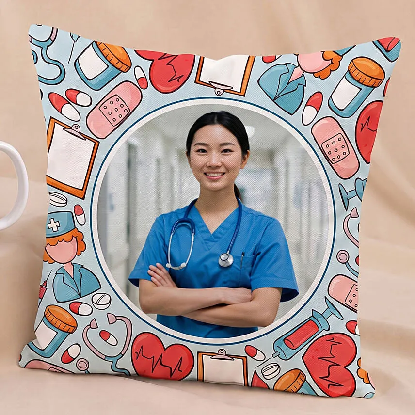 Personalised Nurse Cushion & Mug Gift Set