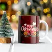 Customizable Red Merry Christmas Ceramic Mug with Photo Print