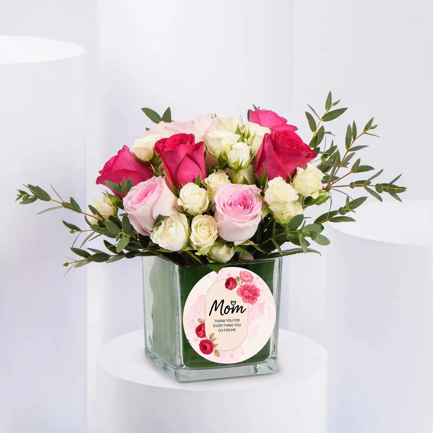 Exquisite Mom's Floral Arrangement in Elegant Glass Vase