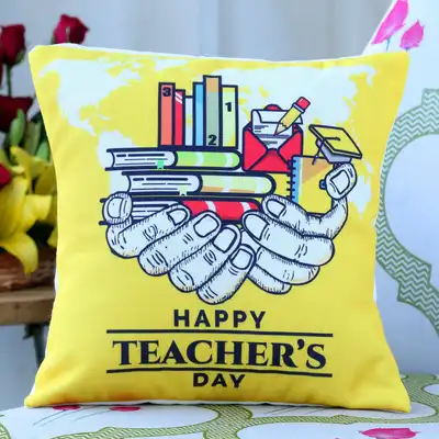 Inspirational Teacher's Day Cushion with Knowledge Design