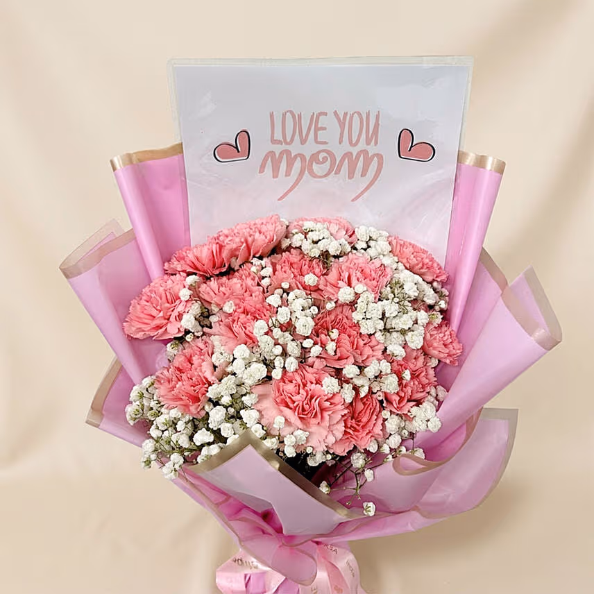 Mothers Love Pink Carnations Bouquet