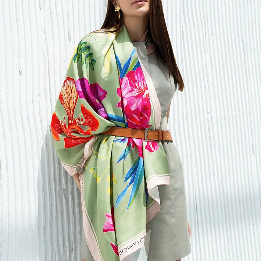 Lumena Maison UAE Botnicals Sage Green Silk Scarf