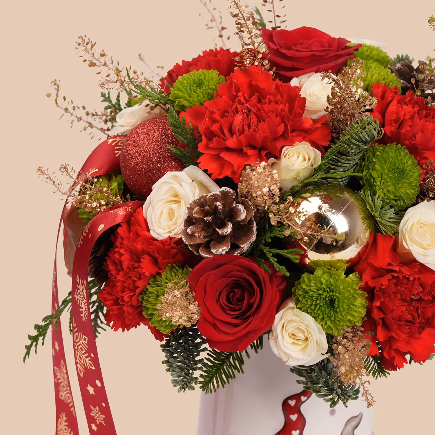 Festive Christmas Floral Arrangement in Decorative Jug