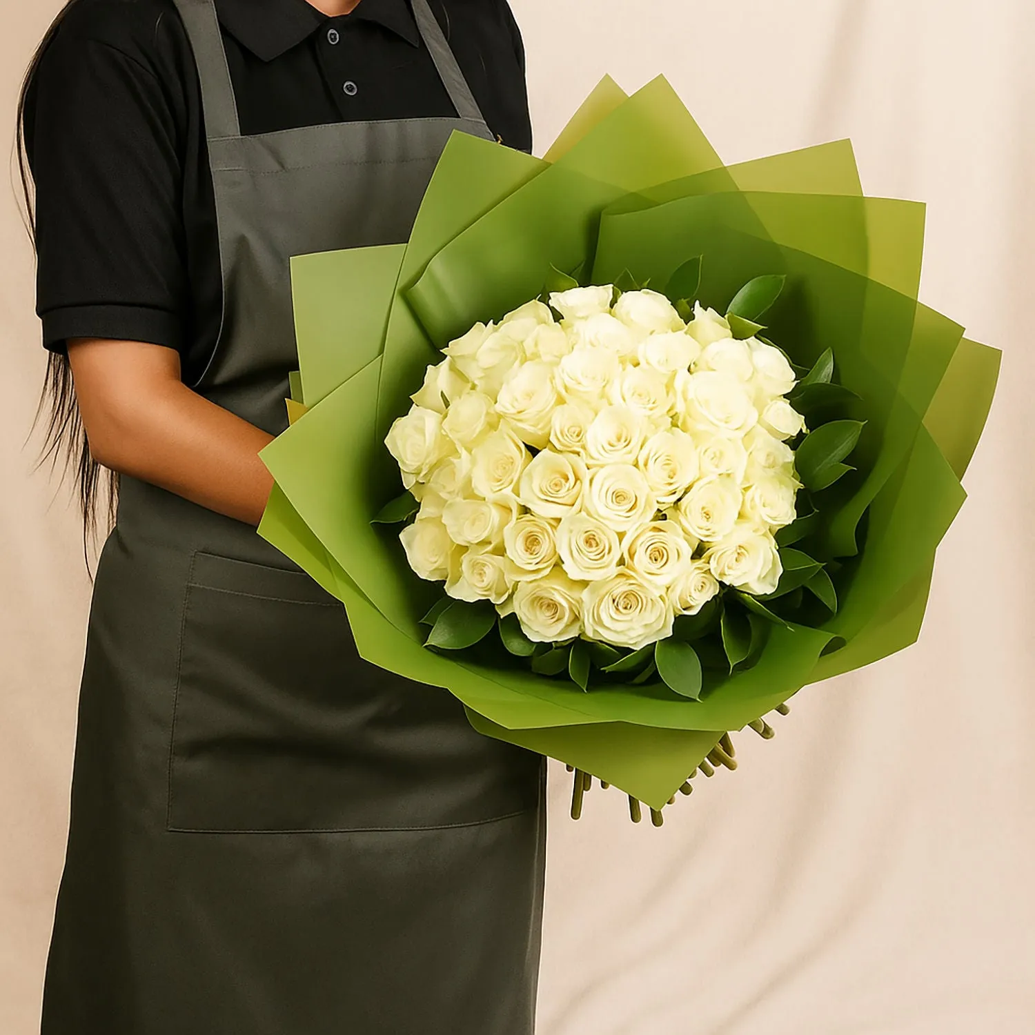 Delicate White Rose Graduation Bouquet