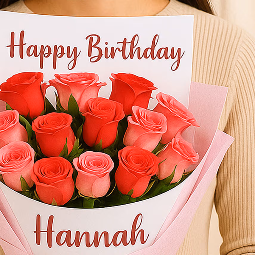 Joyful Personalised Rose Hand Bouquet