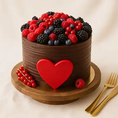 Mixed Berries Red Heart Cake