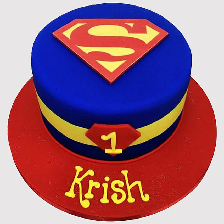 Superman Logo Fondant Cake