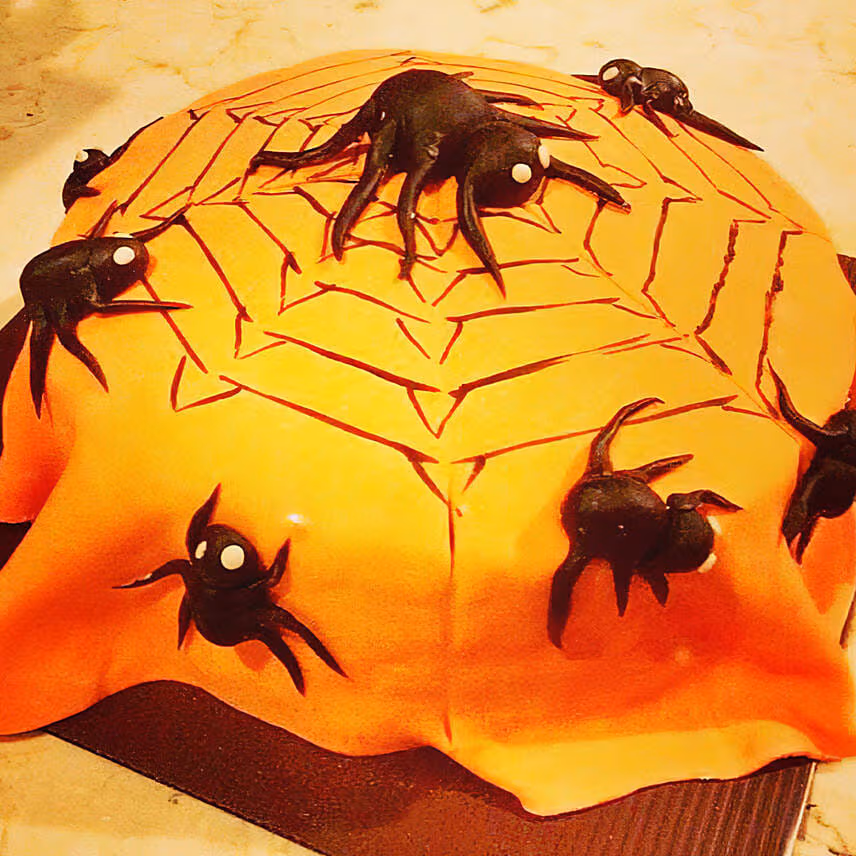 Spiders Web Theme Vanilla Cake 6 inches