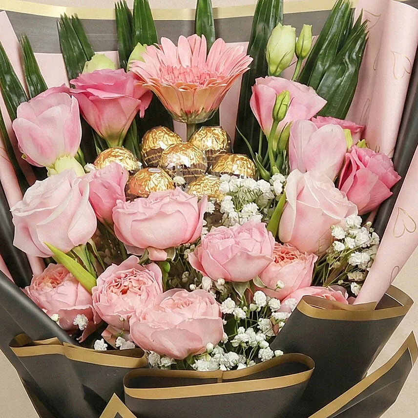 Mixed Flowers & Chocolates Bouquet