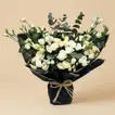 Elegant Harmony Bouquet with Peach Roses and White Eustomas