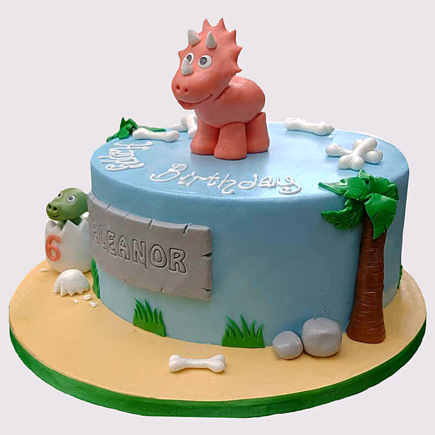 Adorable Dinosaur Fondant Vanilla Cake