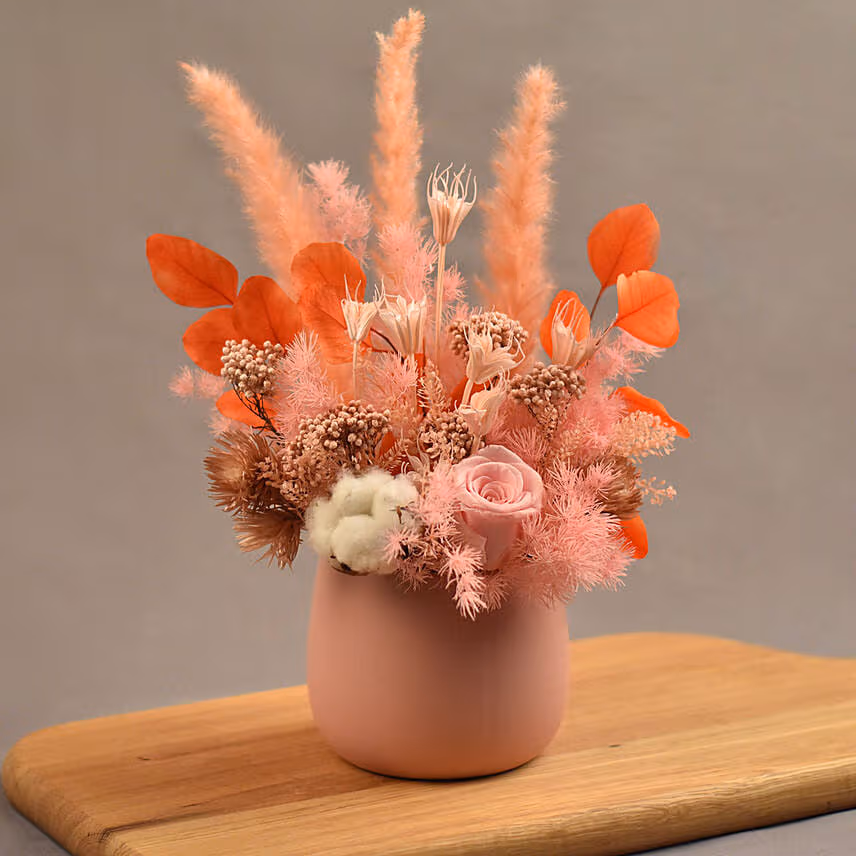 Enticing Mixed Preserved Flowers Designer Vase