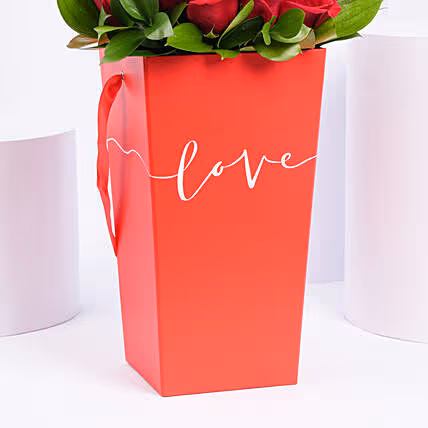 Romantic Red Rose Bouquet in Elegant Love Box
