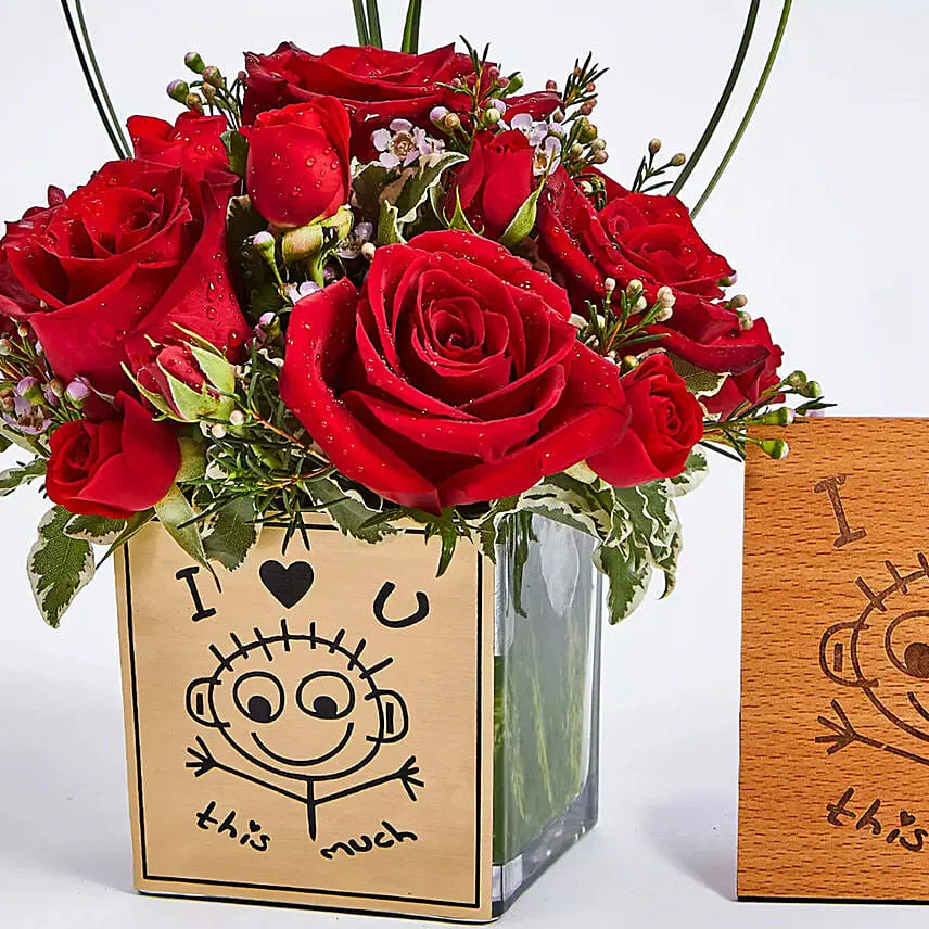 Love you This Much Flower and Plaque