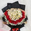 Luxurious Premium Rocher Bouquet with Red Roses and Ferrero Chocolates