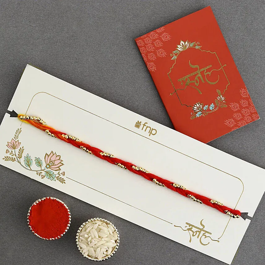 Sacred Beadwork Mauli Rakhi N Milk Ferrero Delights