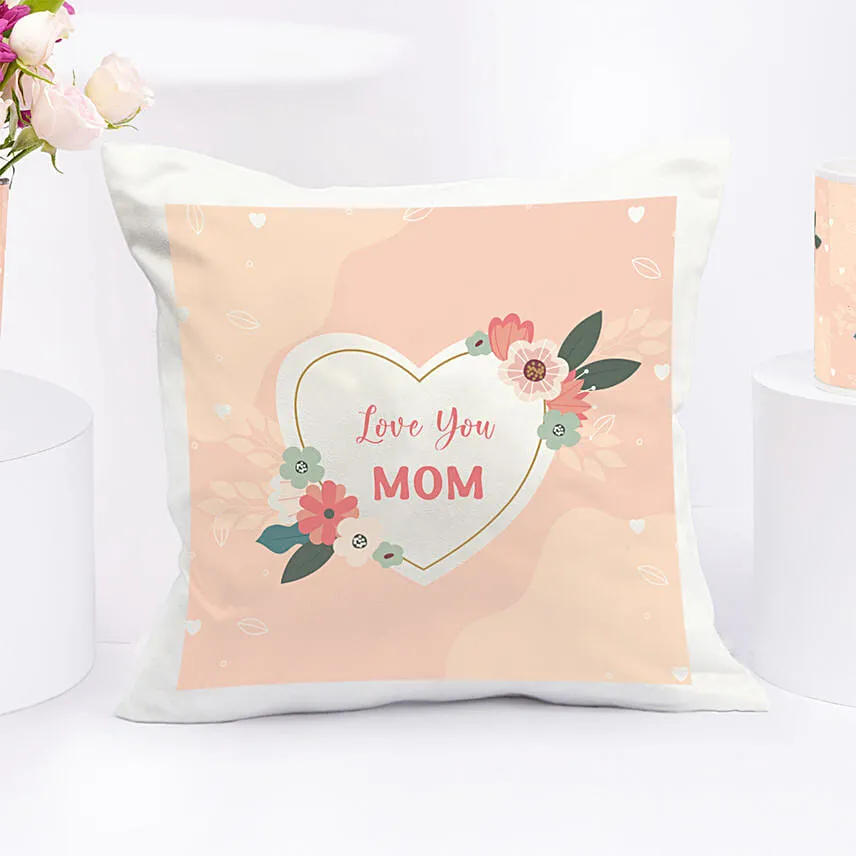 Love You Mom Flowers Cushion & Mug