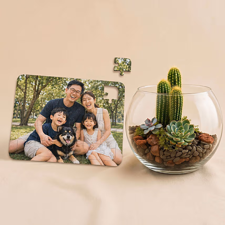 Personalised Jigsaw Puzzle with Plants Fish Bowl