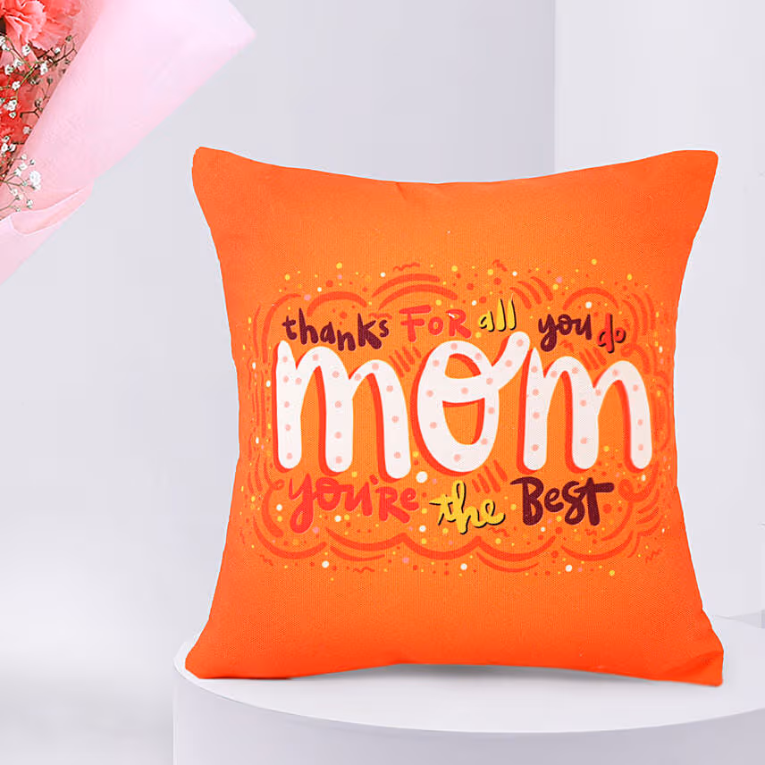 Mothers Day Carnation Bouquet with Mom Cushion