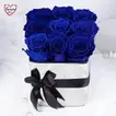 Elegant Blue Forever Roses in Luxurious Silver Vase