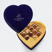 Elegant Godiva Navy Blue Velvet Heart Gift Box with 12 Assorted Chocolates & Charming Pink Bouquet