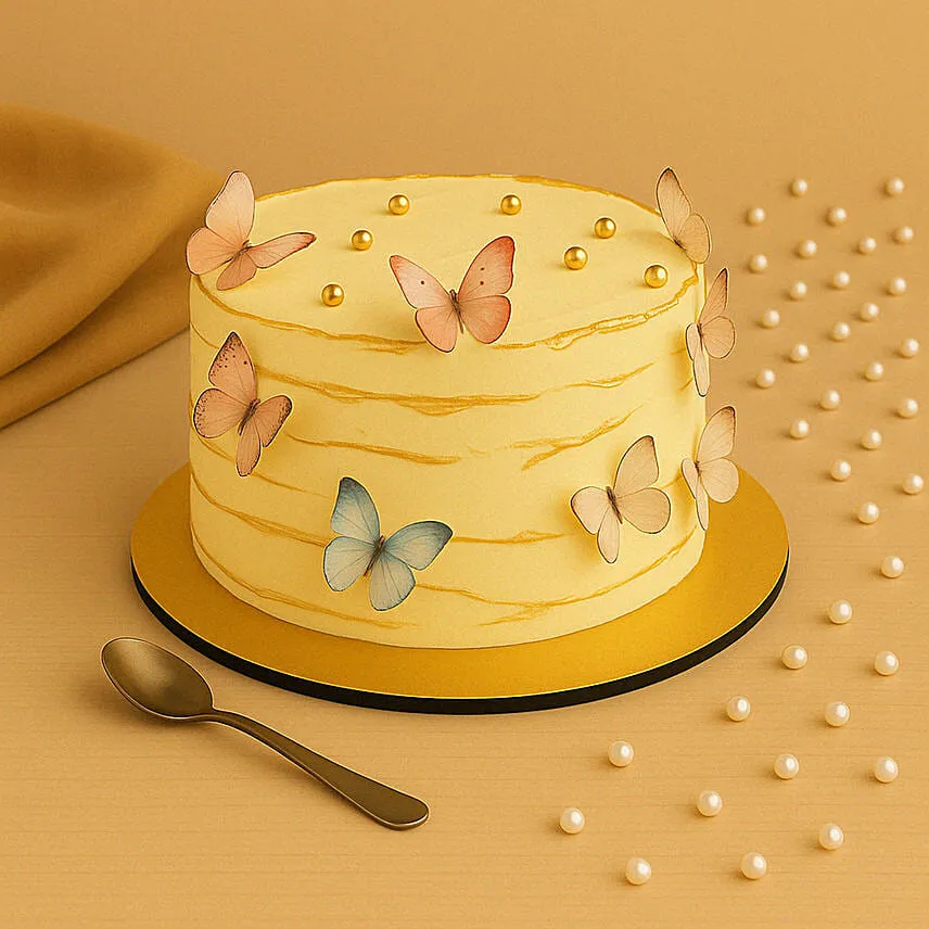 Best Wishes Butterfly Marble Cake