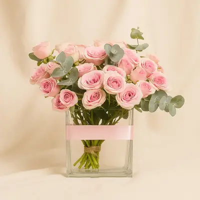 Pink Spray Rose Vase - Flowers
