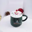 Festive Christmas Ceramic Mug with Santa Lid - Blue