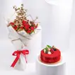 Elegant Red Spray Rose Bouquet & Delectable Red Velvet Cake Combo