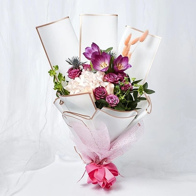 Refreshing Mixed Flowers Wrapped Bunch