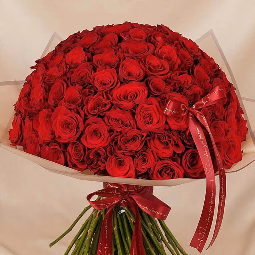 Valentines Day 99 Red Roses Bouquet