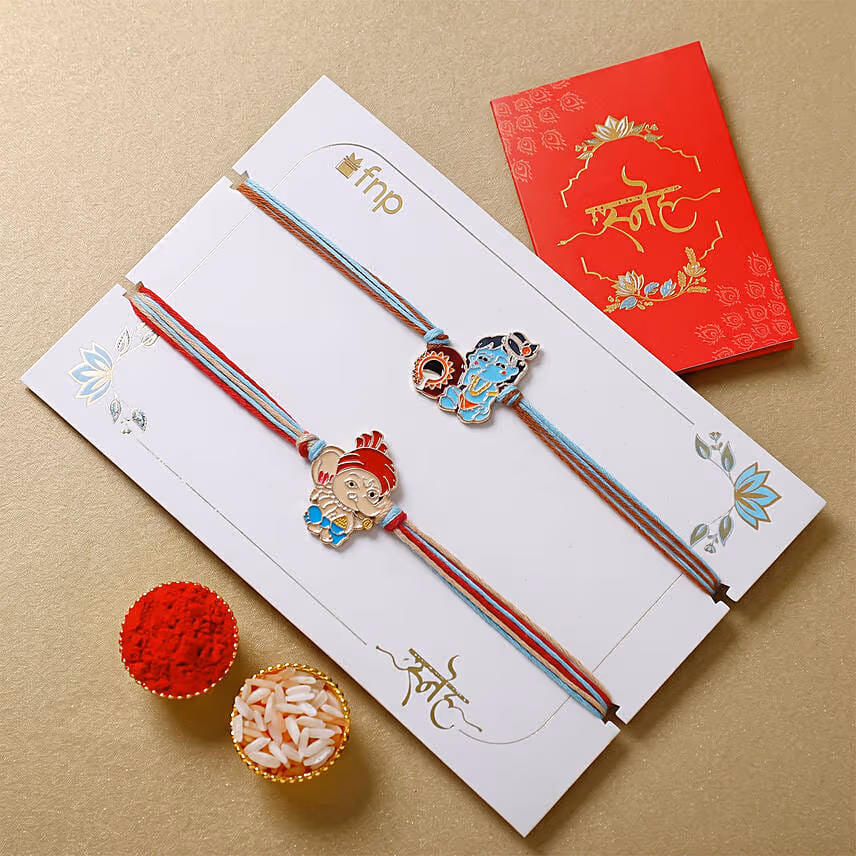 Bal Ganesha and Bal Krishna Rakhi Set