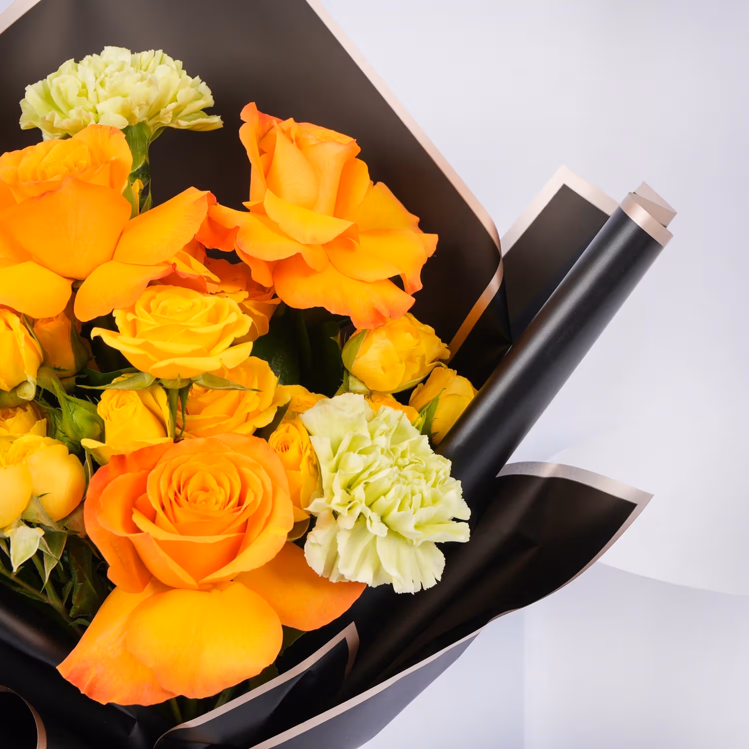 Vibrant Eid Mubarak Bouquet with Colorful Roses and Green Carnations