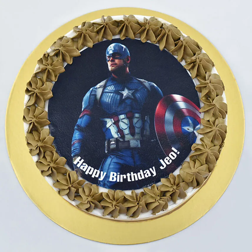 Captain America Birthday Chocolate Cake 8 Portion